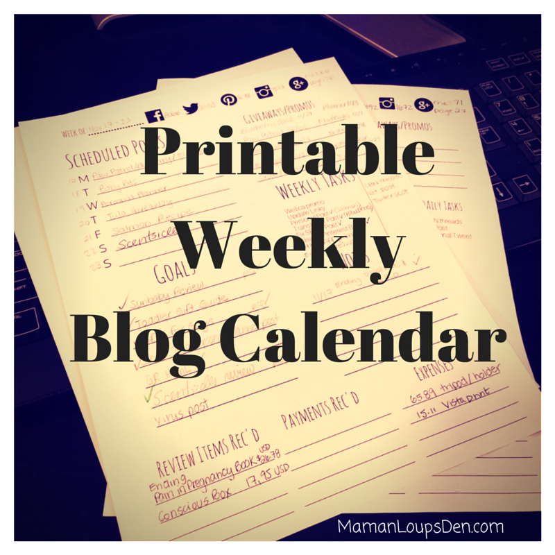Printable WeeklyBlog Calendar
