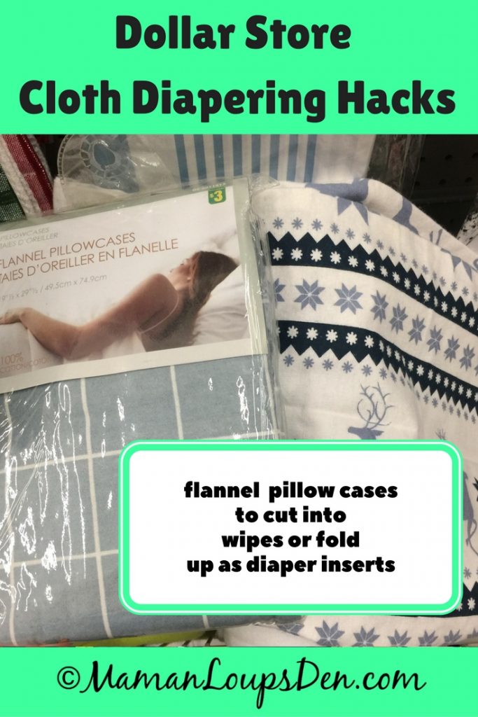 Dollar Store Cloth Diapering Hack: Flannel pillow cases to make wipes or to fold as inserts