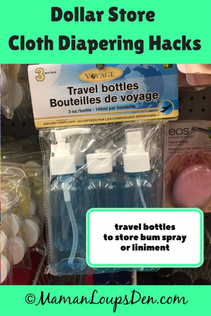 Dollar Store Cloth Diapering Hack: Travel spray bottles for bum spray